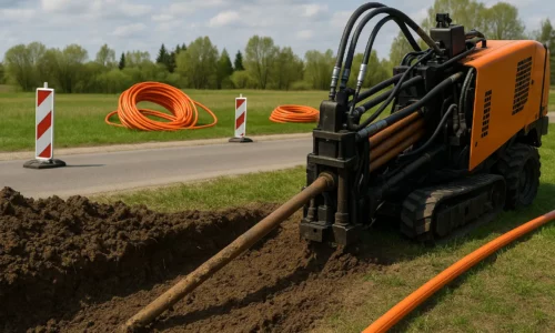 Przewiert hydrauliczny przy budowie sieci światłowodowych - Fijalo.pl