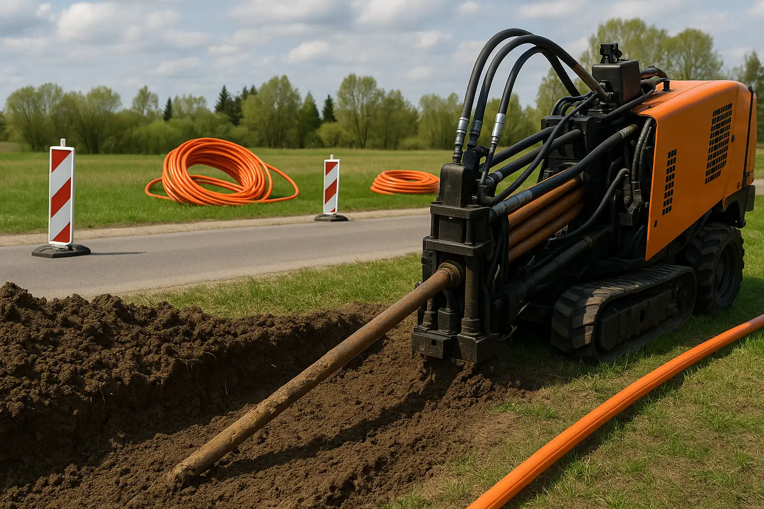 Przewiert hydrauliczny przy budowie sieci światłowodowych